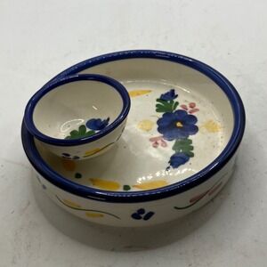 Tierra Fina Made in‎ Spain Pottery Chip and Dip Serving Bowl Hand Painted